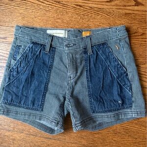 Anthropologie Blue Striped Jean Shorts